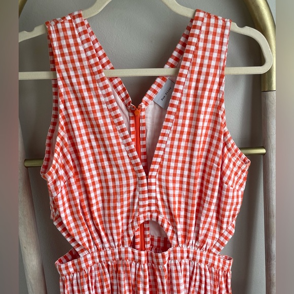 RUE STIIC Kamila midi dress in fire orange check - Picture 2 of 6